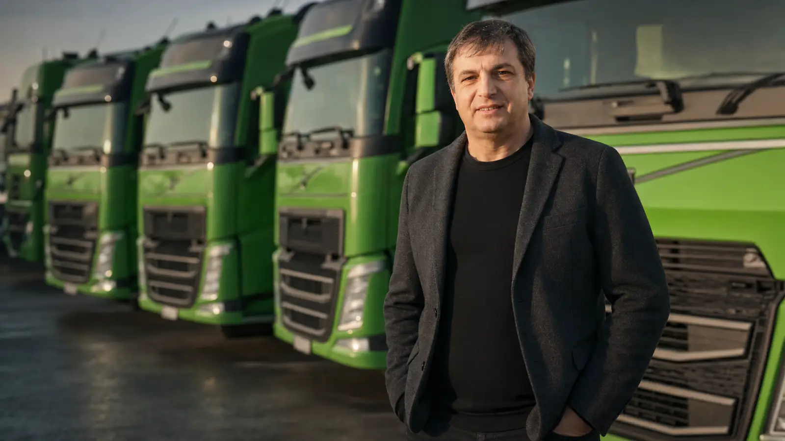 Marino Škropeta, vlasnik tvrtke NISMAR, uz Volvo kamione